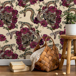 Snake and Skull Wallpaper Maximalist Wallpaper Peel and Stick and Traditional Wallpaper - D902 - WallTrend