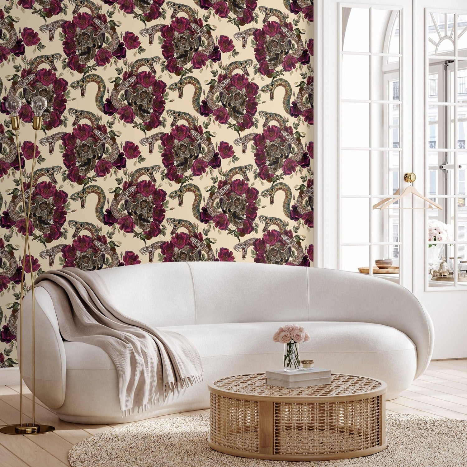 Snake and Skull Wallpaper Maximalist Wallpaper Peel and Stick and Traditional Wallpaper - D902 - WallTrend