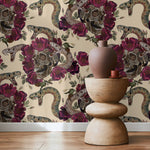 Snake and Skull Wallpaper Maximalist Wallpaper Peel and Stick and Traditional Wallpaper - D902 - WallTrend