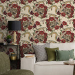 Snake Floral Wallpaper Floral Skull Wallpaper Peel and Stick and Traditional Wallpaper - D900 - WallTrend