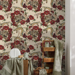 Snake Floral Wallpaper Floral Skull Wallpaper Peel and Stick and Traditional Wallpaper - D900 - WallTrend