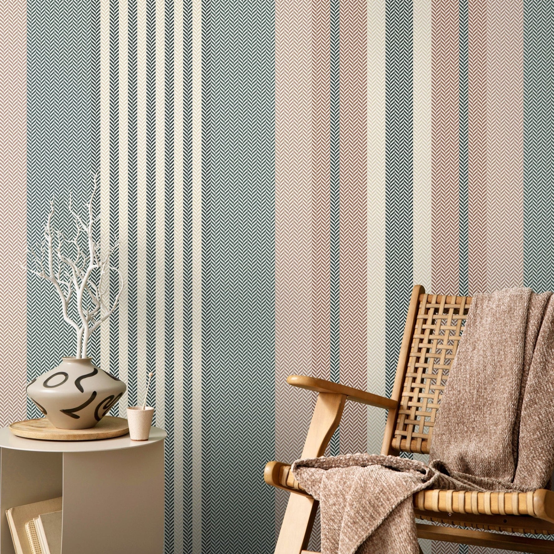 Striped Farmhouse Wallpaper Geometric Wallpaper Peel and Stick and Traditional Wallpaper - D849 - WallTrend