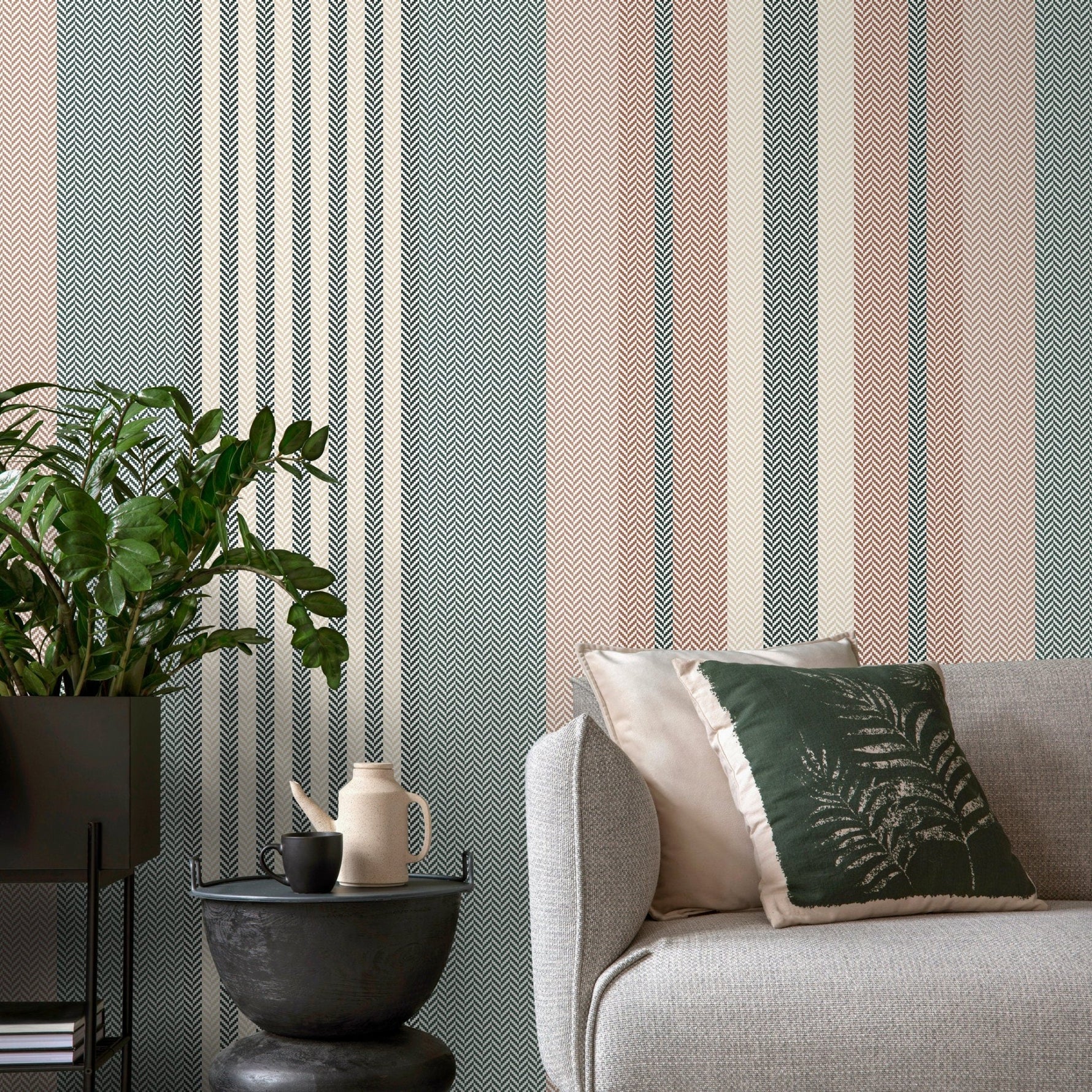 Striped Farmhouse Wallpaper Geometric Wallpaper Peel and Stick and Traditional Wallpaper - D849 - WallTrend