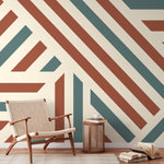 Striped Geometric Wallpaper Modern Wallpaper Peel and Stick and Traditional Wallpaper - D733 - WallTrend