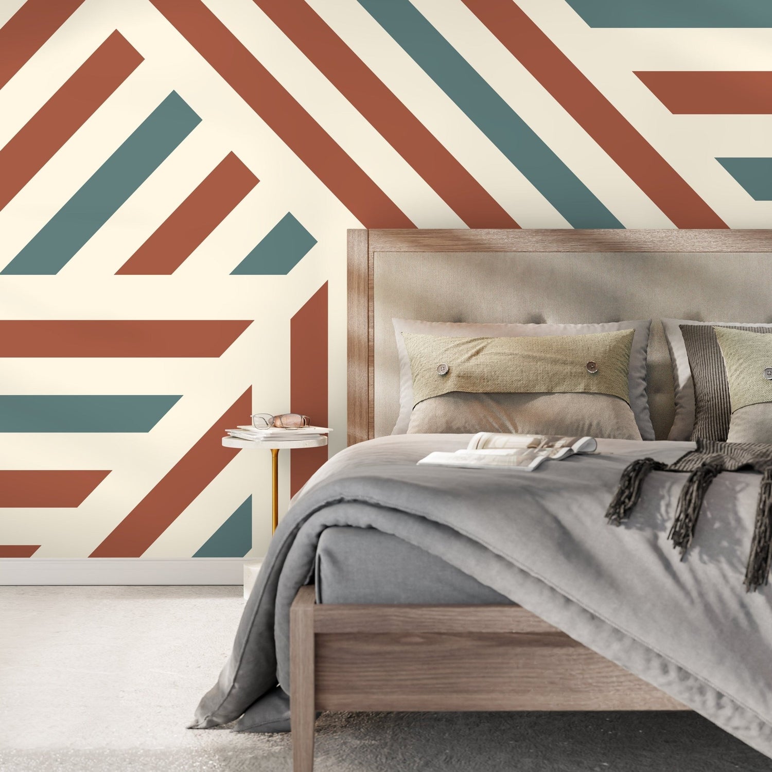 Striped Geometric Wallpaper Modern Wallpaper Peel and Stick and Traditional Wallpaper - D733 - WallTrend
