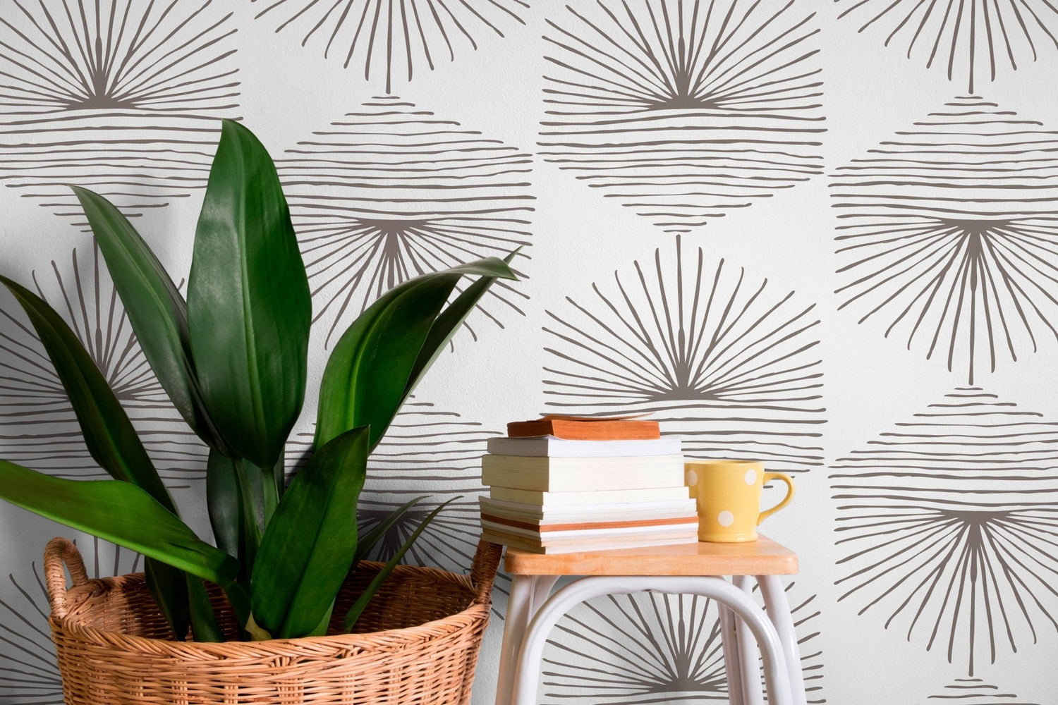 Stylized Sunburst Pattern Wallpaper - C074 - WallTrend