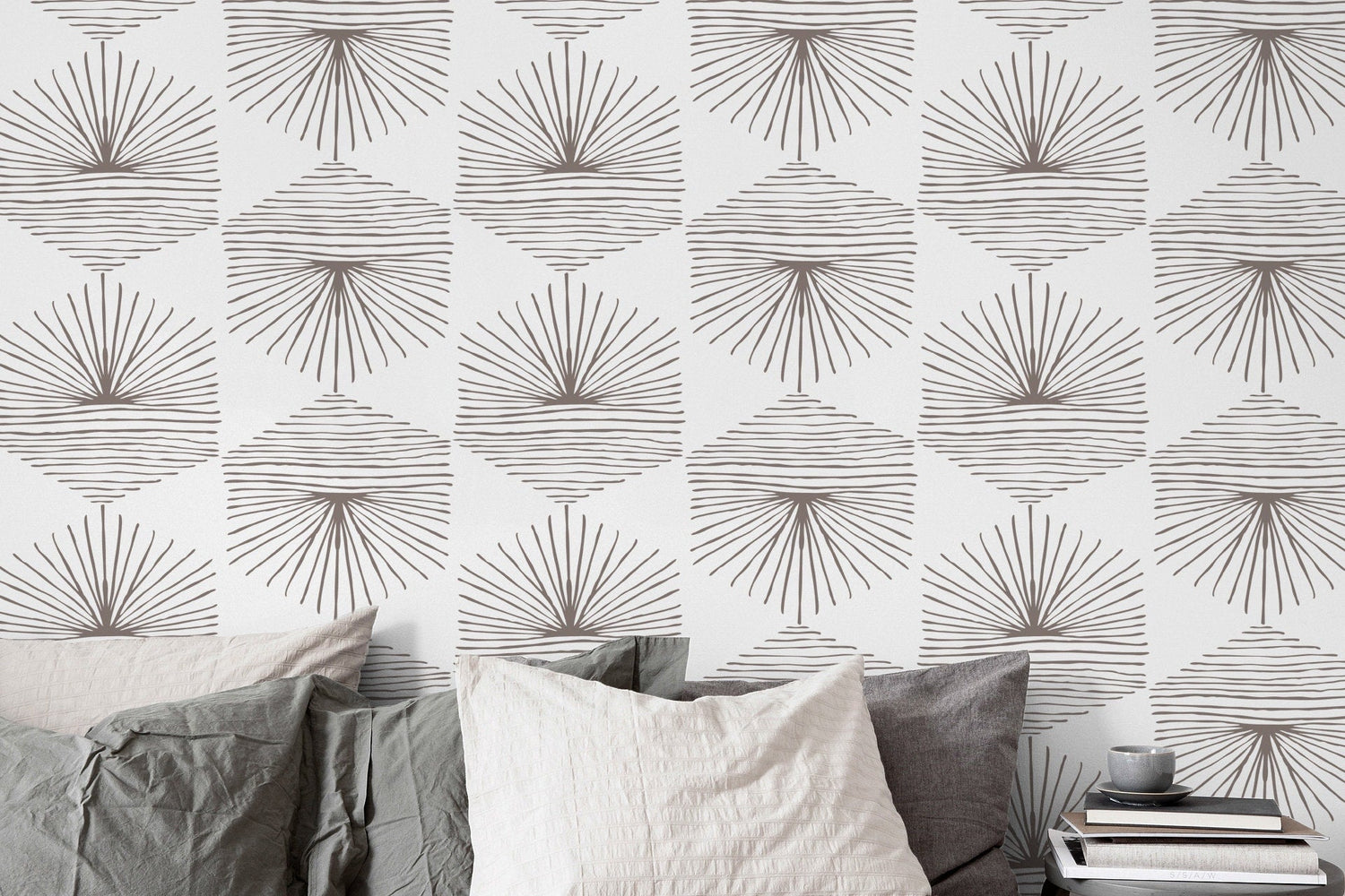 Stylized Sunburst Pattern Wallpaper - C074 - WallTrend