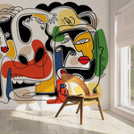 Surreal Line Art Mural Abstract Wallpaper Hand Drawing Wallpaper Peel and Stick Wallpaper Home Decor - D586 - WallTrend