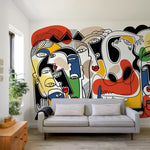 Surreal Line Art Mural Abstract Wallpaper Hand Drawing Wallpaper Peel and Stick Wallpaper Home Decor - D586 - WallTrend