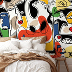 Surreal Line Art Mural Abstract Wallpaper Hand Drawing Wallpaper Peel and Stick Wallpaper Home Decor - D586 - WallTrend