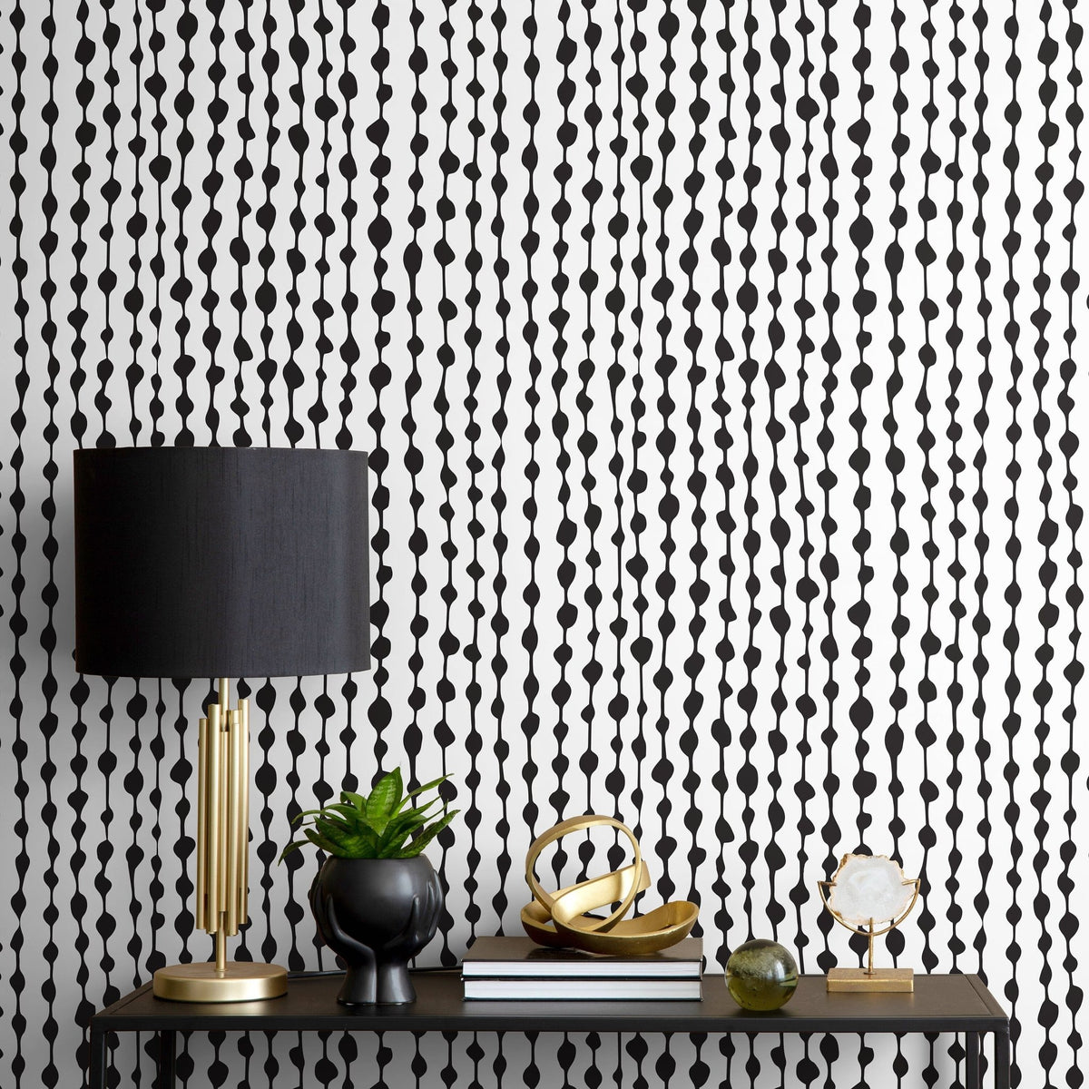 Temporary Wallpaper Peel and Stick Removable Wallpaper Abstract Dots Wall Paper Wall Mural - Black and White Wallpaper - A640 - WallTrend