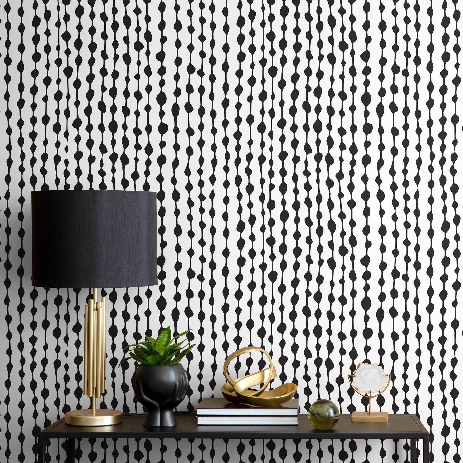 Temporary Wallpaper Peel and Stick Removable Wallpaper Abstract Dots Wall Paper Wall Mural - Black and White Wallpaper - A640 - WallTrend