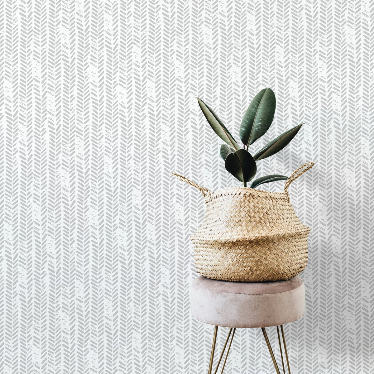 Temporary Wallpaper Removable Wallpaper Peel and Stick Wallpaper Wall Paper Wall Mural - Grunge Herringbone Wallpaper - D953 - WallTrend
