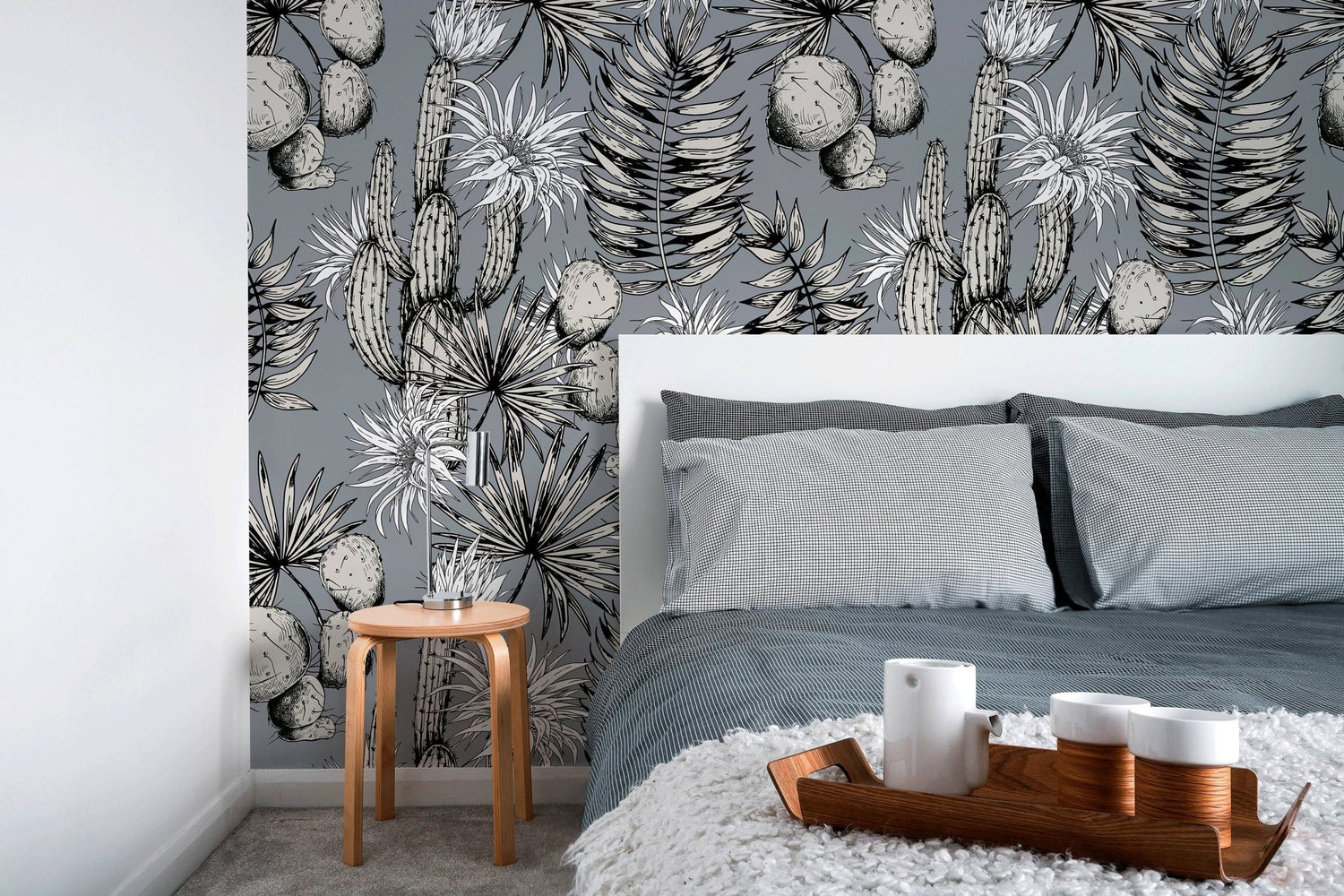 Temporary Wallpaper Vintage Wallpaper Black And White Wallpaper Wallpaper, Peel and Stick Self Adhesive Fabric Floral Wallpaper - A755 - WallTrend