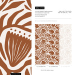 Terracotta Abstract Floral Wallpaper Modern Wallpaper Peel and Stick and Traditional Wallpaper - D709 - WallTrend