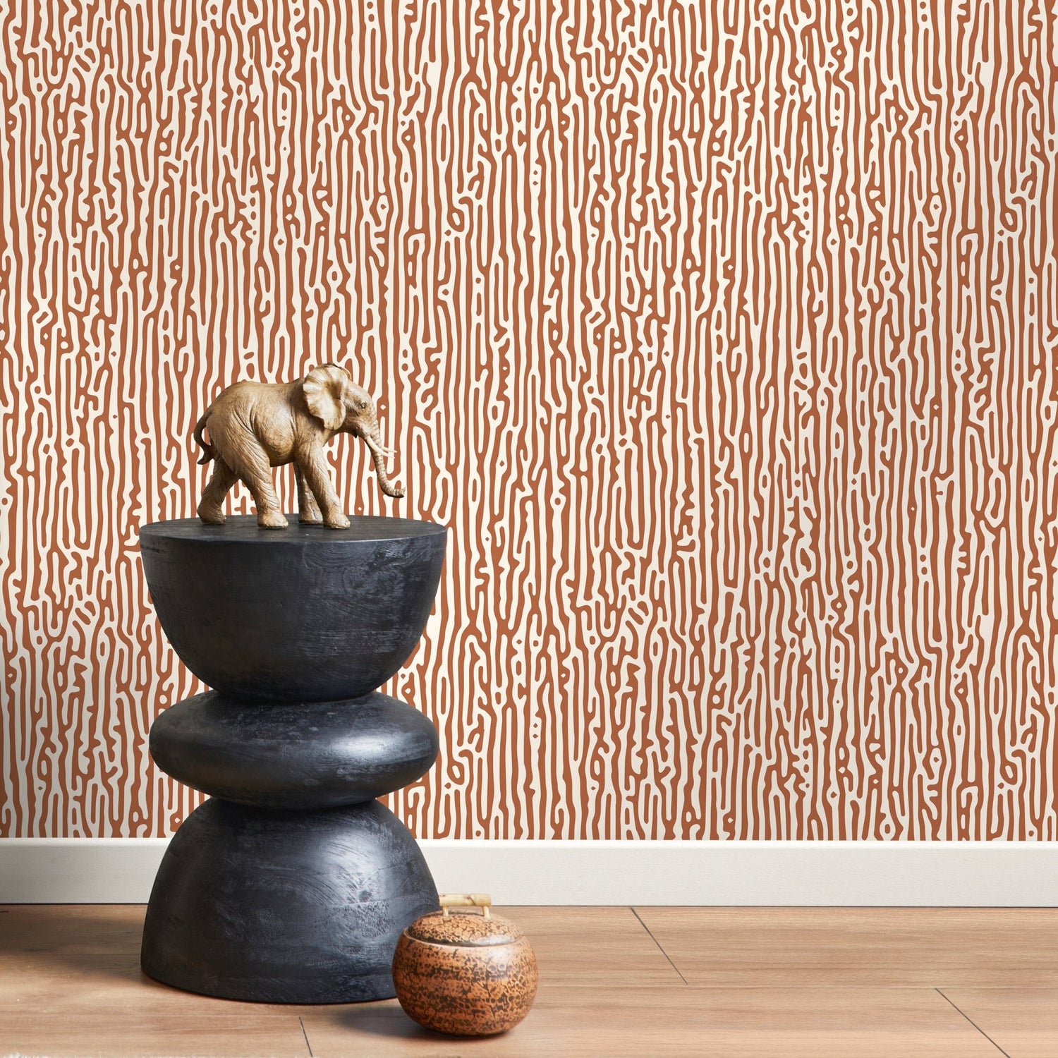 Terracotta Abstract Wallpaper Contemporary Art Wallpaper Peel and Stick and Traditional Wallpaper - D854 - WallTrend