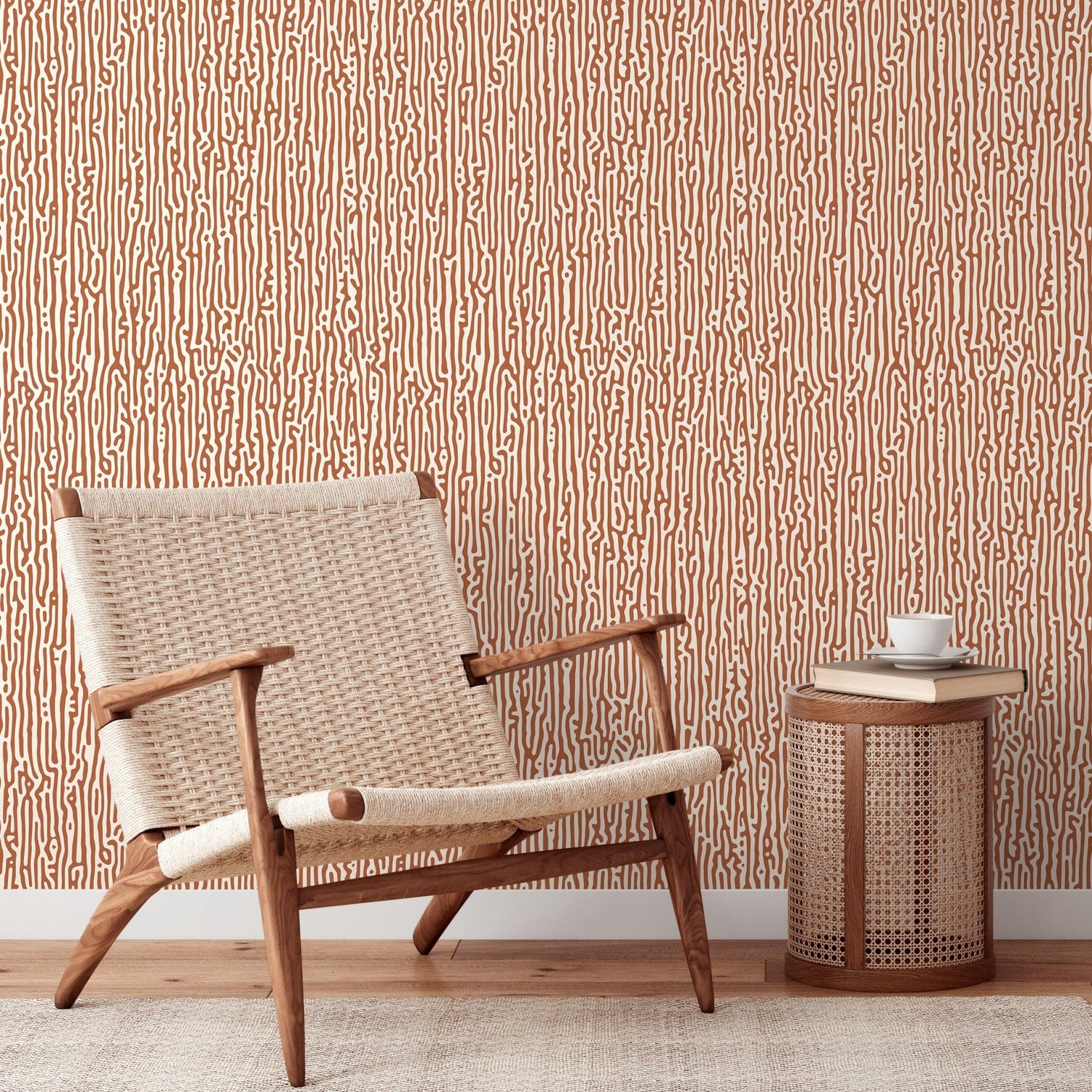 Terracotta Abstract Wallpaper Contemporary Art Wallpaper Peel and Stick and Traditional Wallpaper - D854 - WallTrend