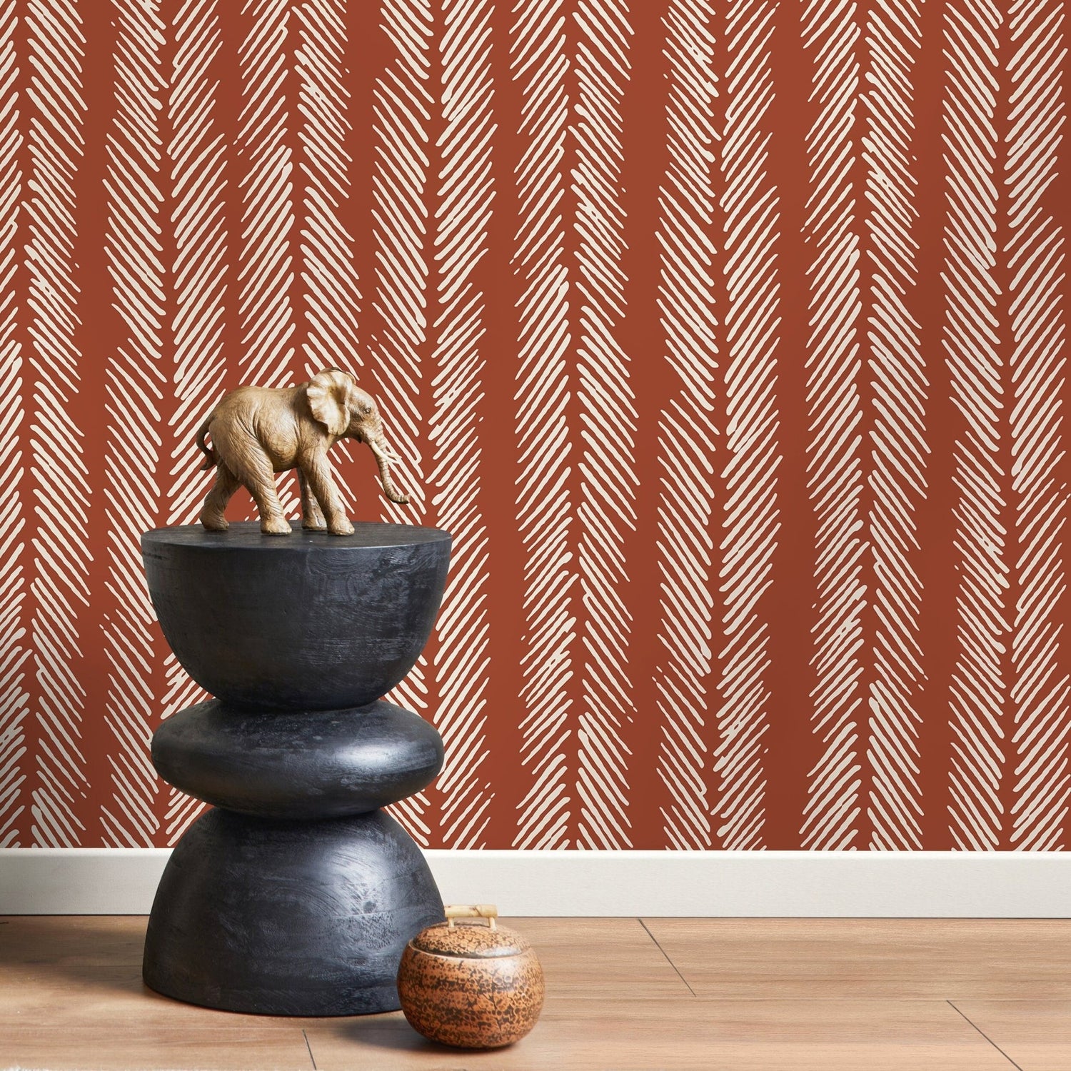 Terracotta Herringbone Wallpaper Boho Wallpaper Peel and Stick and Traditional Wallpaper - D791 - WallTrend