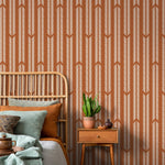 Terracotta Herringbone Wallpaper Minimalist Wallpaper Peel and Stick and Traditional Wallpaper - D802 - WallTrend