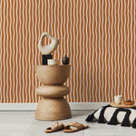 Terracotta Minimalist Lines Wallpaper Boho Wallpaper Peel and Stick and Traditional Wallpaper - D749 - WallTrend