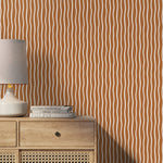 Terracotta Minimalist Lines Wallpaper Boho Wallpaper Peel and Stick and Traditional Wallpaper - D749 - WallTrend