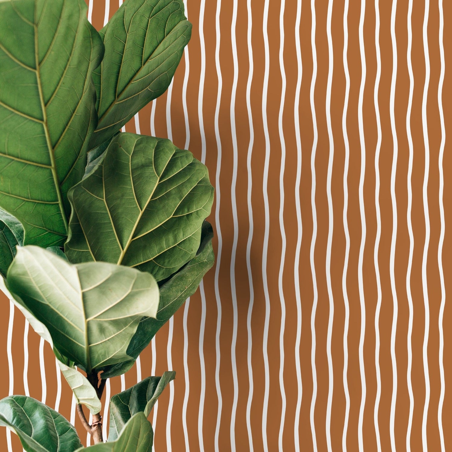 Terracotta Minimalist Lines Wallpaper Boho Wallpaper Peel and Stick and Traditional Wallpaper - D749 - WallTrend