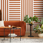 Terracotta Striped Wallpaper Modern Geometric Wallpaper Peel and Stick and Traditional Wallpaper - D739 - WallTrend