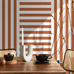 Terracotta Striped Wallpaper Modern Geometric Wallpaper Peel and Stick and Traditional Wallpaper - D739 - WallTrend