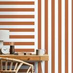 Terracotta Striped Wallpaper Modern Geometric Wallpaper Peel and Stick and Traditional Wallpaper - D739 - WallTrend