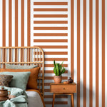 Terracotta Striped Wallpaper Modern Geometric Wallpaper Peel and Stick and Traditional Wallpaper - D739 - WallTrend