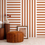 Terracotta Striped Wallpaper Modern Geometric Wallpaper Peel and Stick and Traditional Wallpaper - D739 - WallTrend
