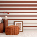 Terracotta Striped Wallpaper Modern Wallpaper Peel and Stick and Traditional Wallpaper - D728 - WallTrend