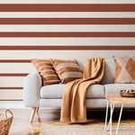 Terracotta Striped Wallpaper Modern Wallpaper Peel and Stick and Traditional Wallpaper - D728 - WallTrend