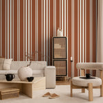 Terracotta Striped Wallpaper Modern Wallpaper Peel and Stick and Traditional Wallpaper - D789 - WallTrend