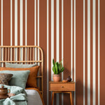 Terracotta Striped Wallpaper Modern Wallpaper Peel and Stick and Traditional Wallpaper - D789 - WallTrend