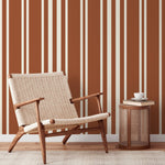 Terracotta Striped Wallpaper Modern Wallpaper Peel and Stick and Traditional Wallpaper - D789 - WallTrend