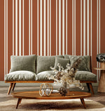 Terracotta Striped Wallpaper Modern Wallpaper Peel and Stick and Traditional Wallpaper - D789 - WallTrend