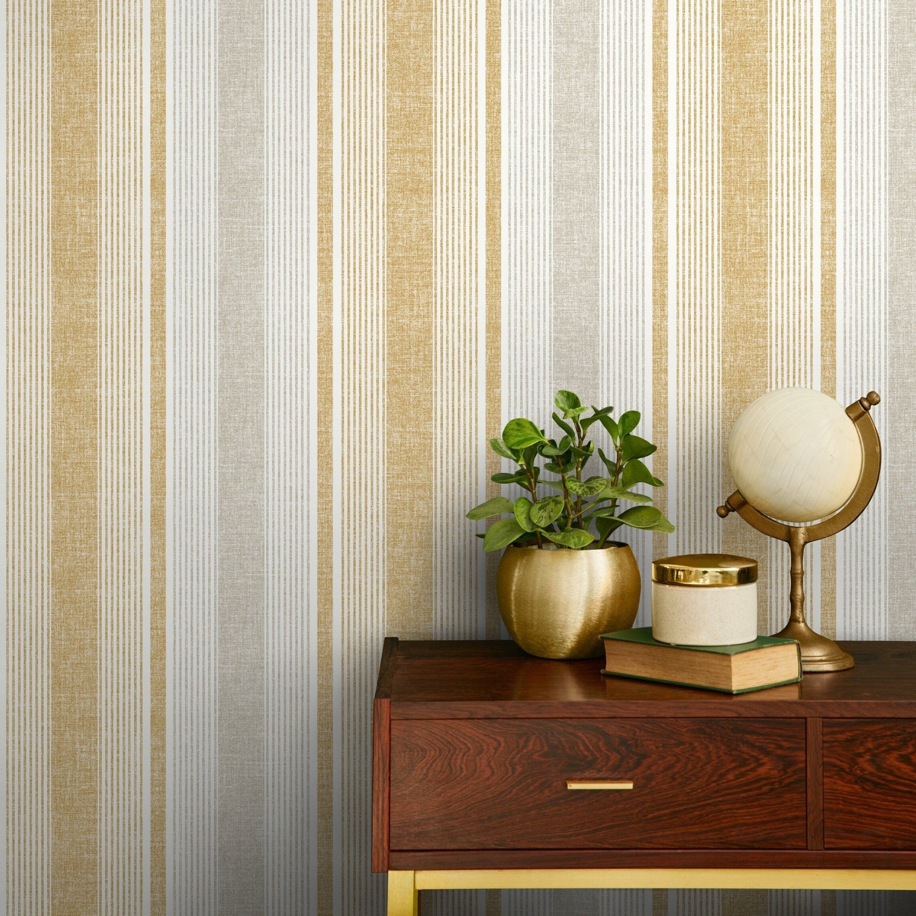 Textured Striped Wallpaper Yellow and Grey Wallpaper Peel and Stick and Traditional Wallpaper - D840 - WallTrend