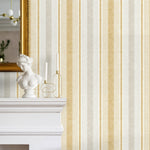 Textured Striped Wallpaper Yellow and Grey Wallpaper Peel and Stick and Traditional Wallpaper - D840 - WallTrend