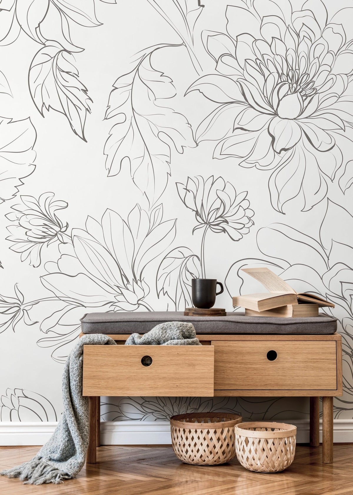The Minimalist Peony Mural Mural Self Adhesive Large Scale Wallpaper Peony Floral Traditional Pre - pasted or Peel and Stick - ZADO - WallTrend