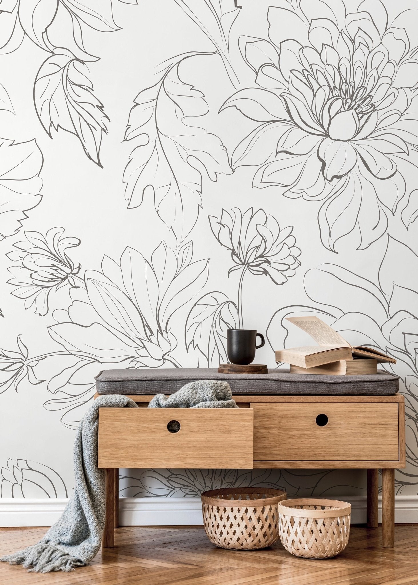 The Minimalist Peony Mural Mural Self Adhesive Large Scale Wallpaper Peony Floral Traditional Pre - pasted or Peel and Stick - ZADO - WallTrend