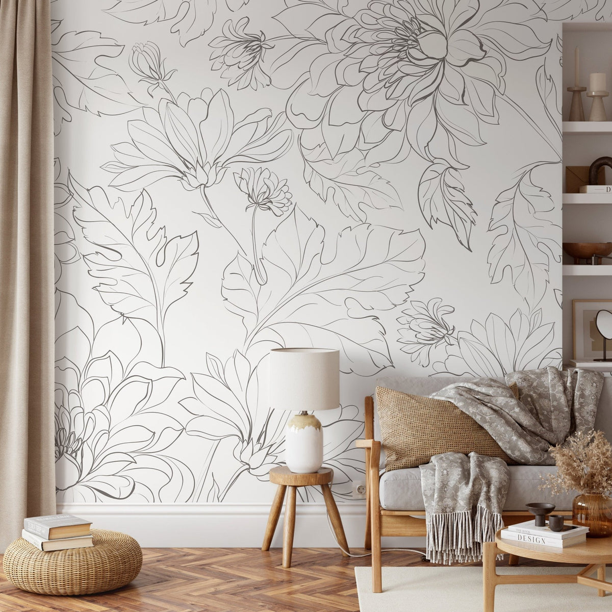 The Minimalist Peony Mural Mural Self Adhesive Large Scale Wallpaper Peony Floral Traditional Pre - pasted or Peel and Stick - ZADO - WallTrend