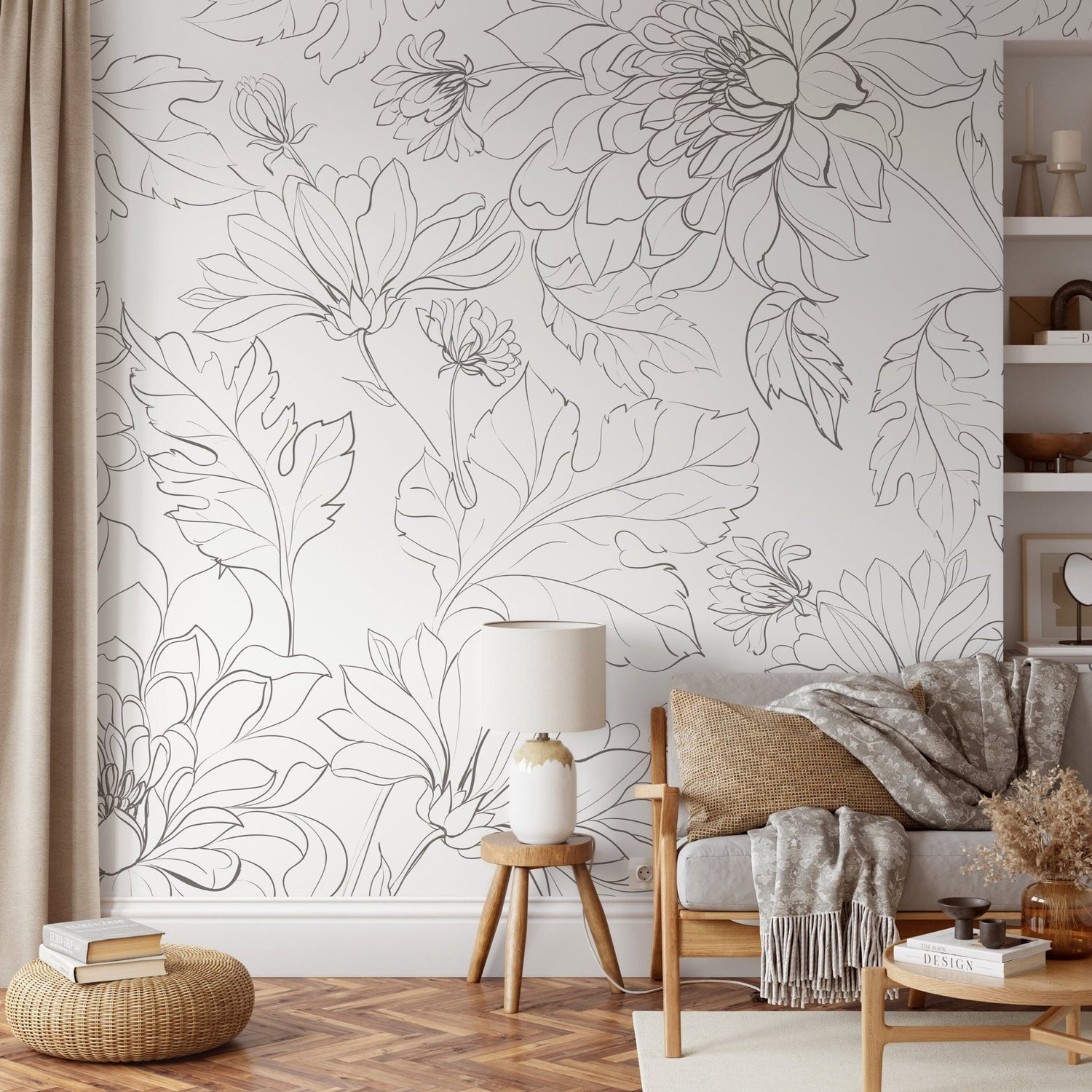 The Minimalist Peony Mural Mural Self Adhesive Large Scale Wallpaper Peony Floral Traditional Pre - pasted or Peel and Stick - ZADO - WallTrend