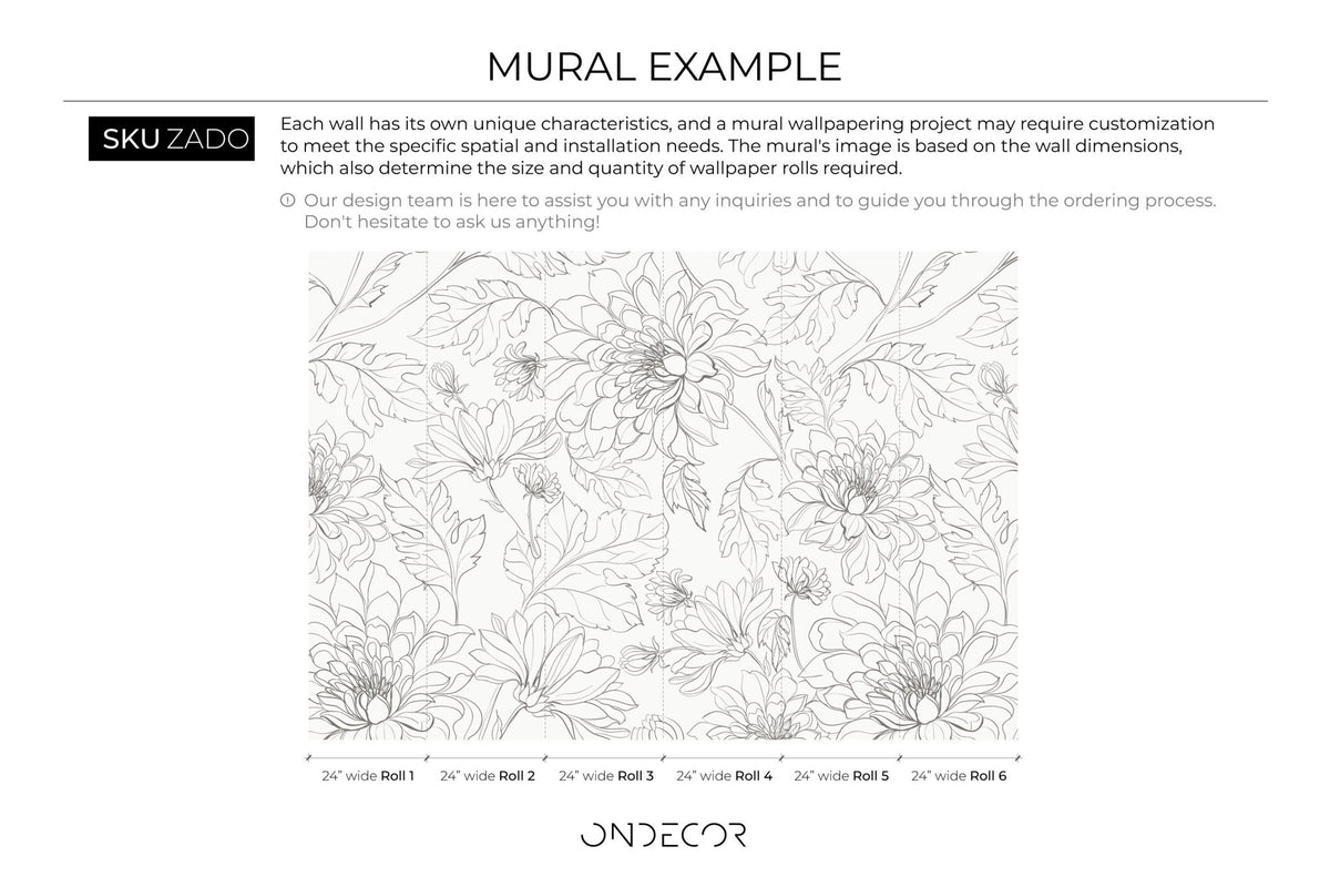 The Minimalist Peony Mural Mural Self Adhesive Large Scale Wallpaper Peony Floral Traditional Pre - pasted or Peel and Stick - ZADO - WallTrend