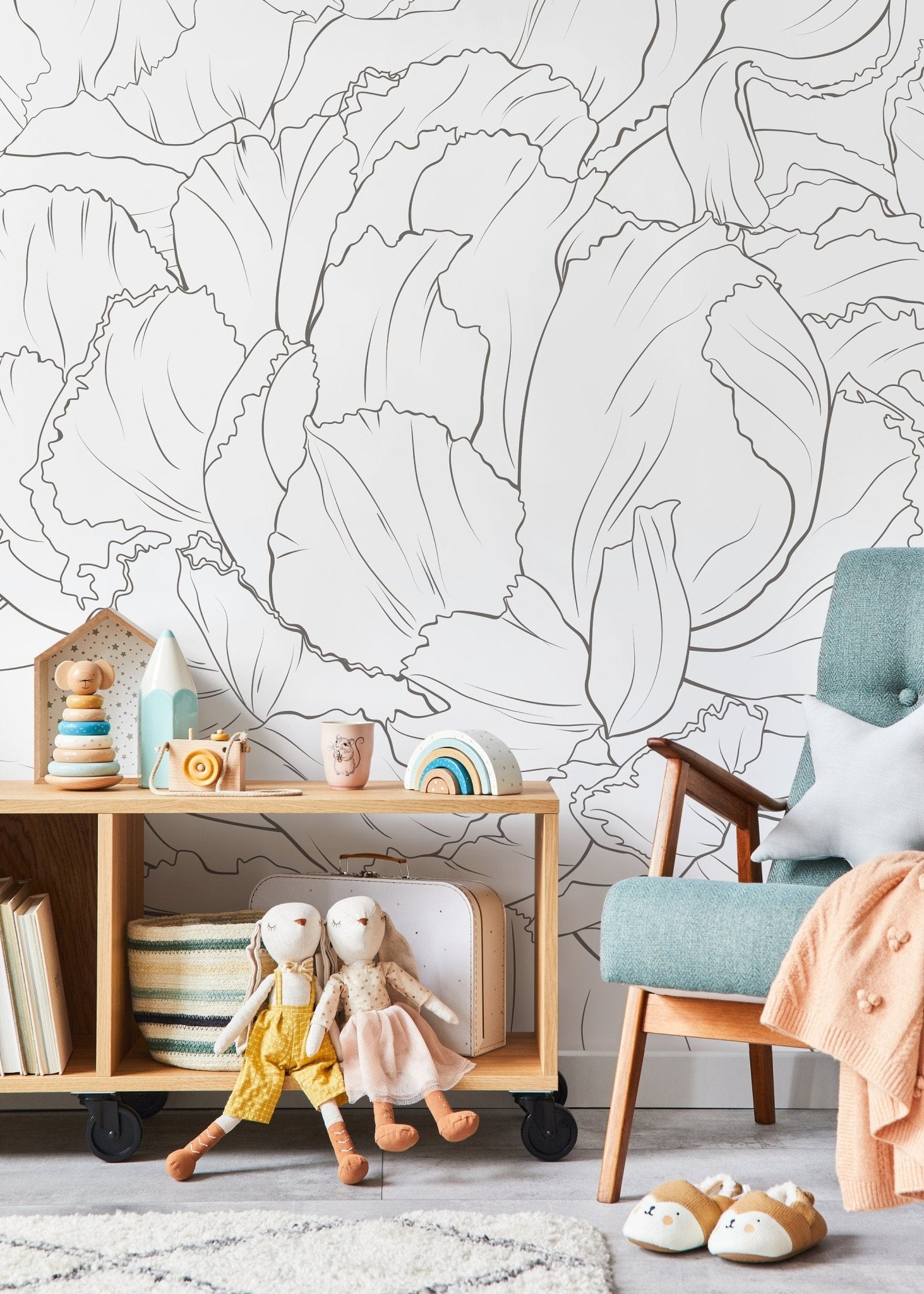 The Minimalist Peony Mural Mural Self Adhesive Large Scale Wallpaper Peony Floral Traditional Pre - pasted or Peel and Stick - ZADT - WallTrend
