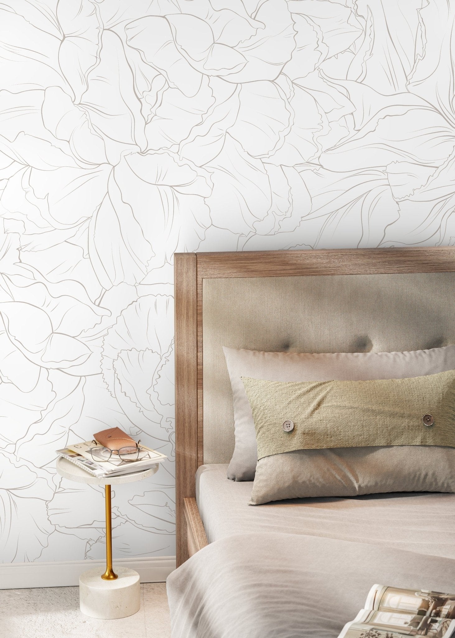 The Minimalist Peony Mural Mural Self Adhesive Large Scale Wallpaper Peony Floral Traditional Pre - pasted or Peel and Stick - ZADU - WallTrend
