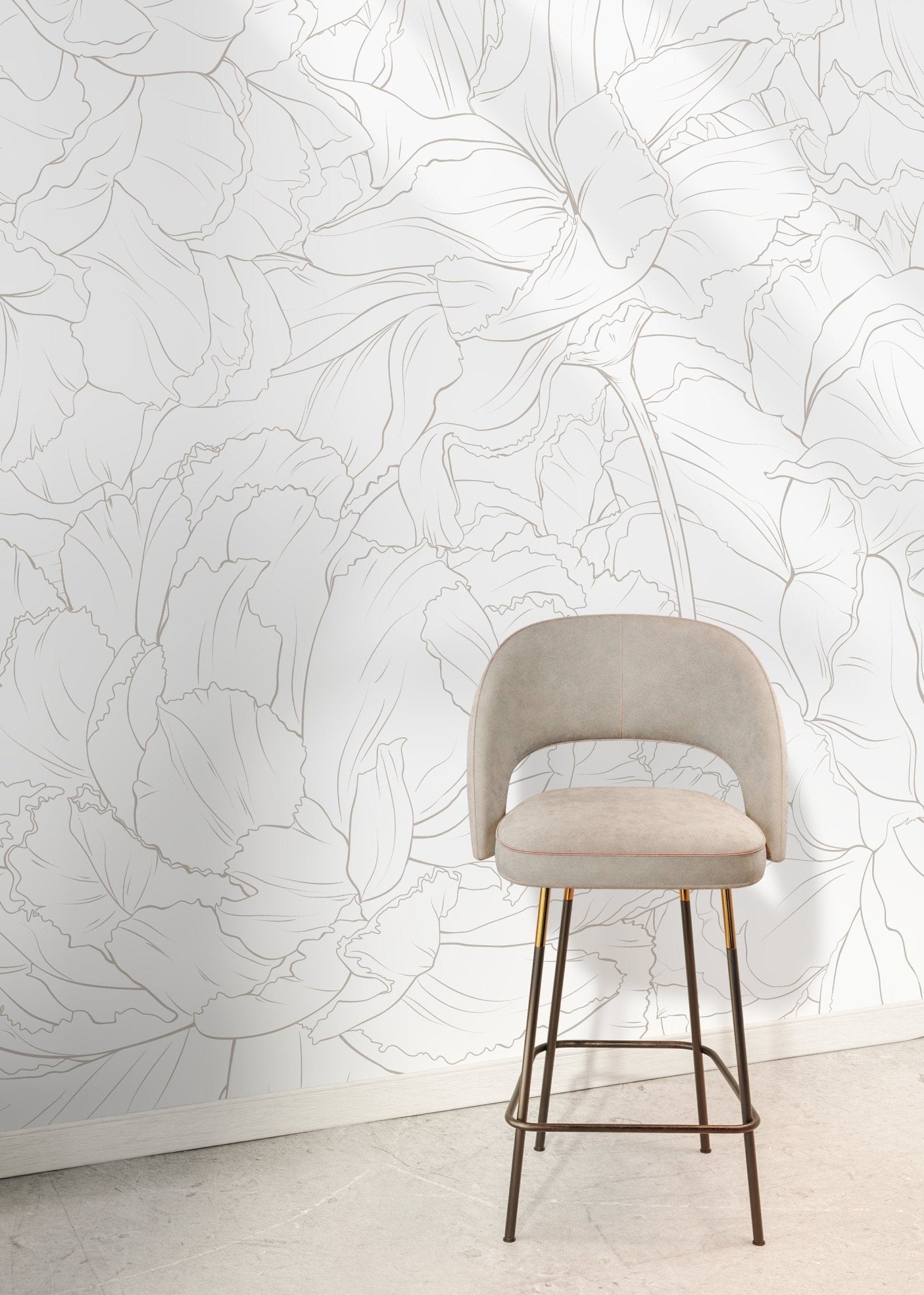 The Minimalist Peony Mural Mural Self Adhesive Large Scale Wallpaper Peony Floral Traditional Pre - pasted or Peel and Stick - ZADU - WallTrend