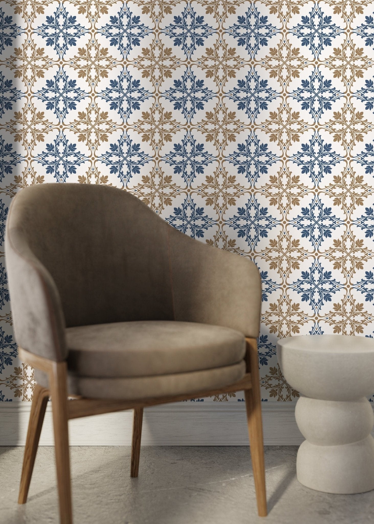 Traditional Fleur - de - Lis Pattern Wallpaper - D169 - WallTrend
