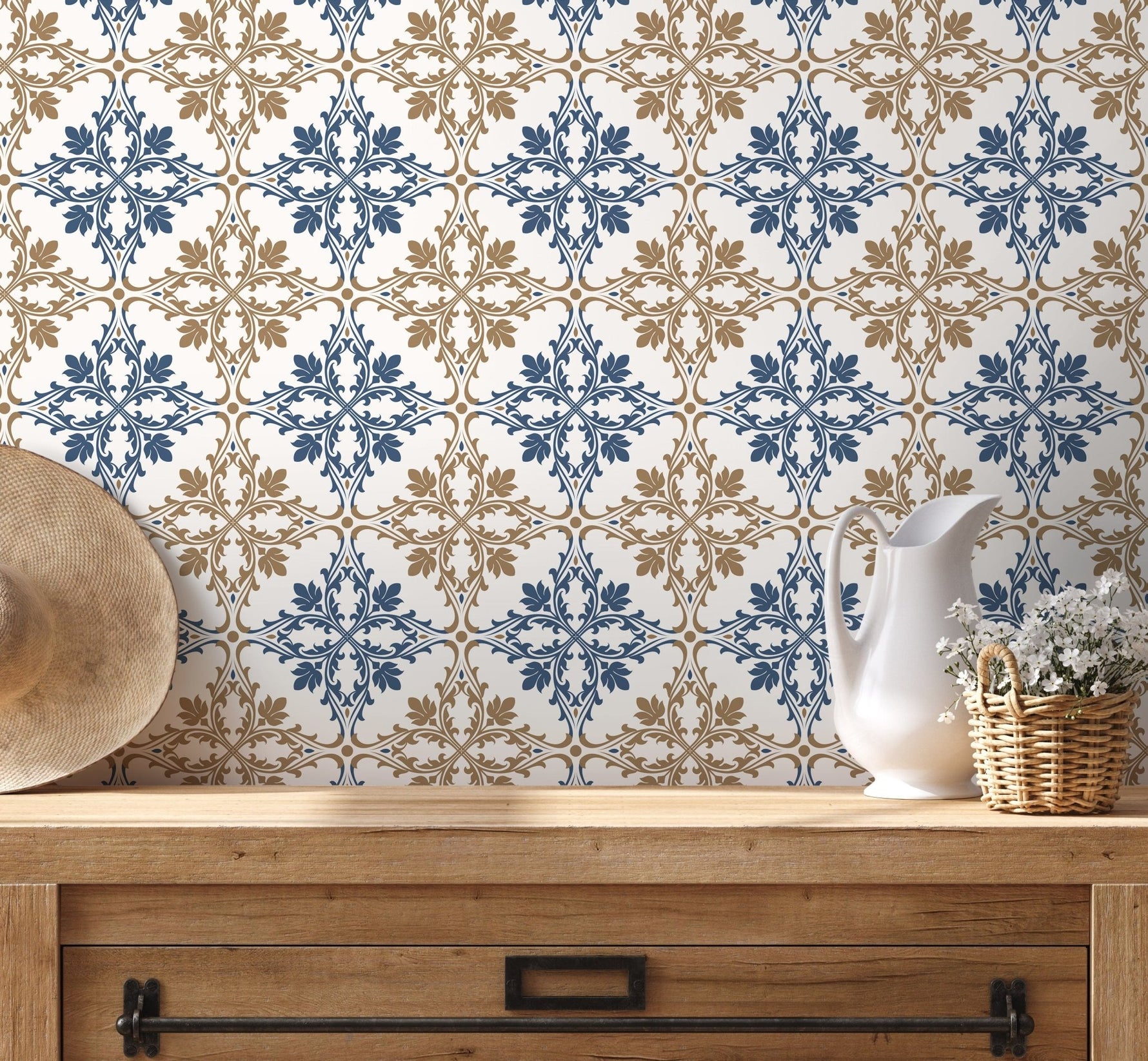 Traditional Fleur - de - Lis Pattern Wallpaper - D169 - WallTrend
