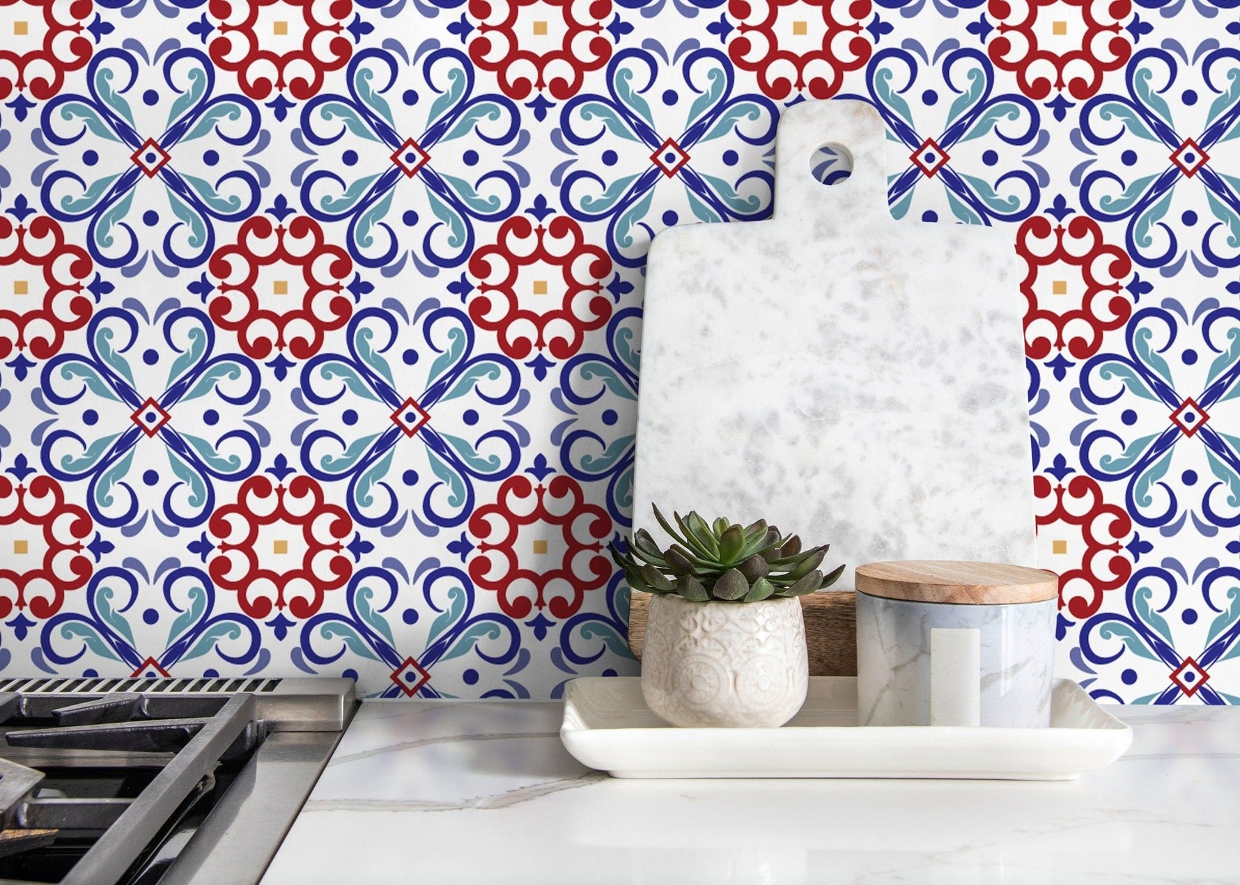 Traditional Ornate Tile Wallpaper - B827 - WallTrend